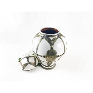Pot à gingembre et pots en métal texturé de forme normale, durables, avec couvercle long, couleur blanc et argent, pour cuisine et table. - Product Image 5
