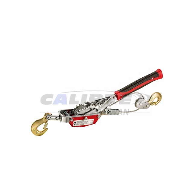 TAIWAN CALIBRE Industrial & DIY OEM 4 Ton Hand Portable Double Gear & Pawl Power Puller Tool with 8ft Steel Cable and 2 Hooks