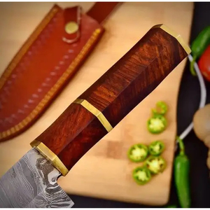 Couteau de Chef Burraq Personnalisé Fait Main en Acier Carbone, Lame de 8 Pouces, Épaisseur 3,0 mm, Manche en Bois, Étui de Protection, Neuf, Idéal Cadeau - Product Image 1