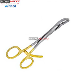 Pinzas para Huesos de Calidad Premium, Curvas y Dentadas, de 5.5 Pulgadas, Chapadas en Oro, Instrumento Quirúrgico Ortopédico de Acero Inoxidable Alemán - Product Image 3