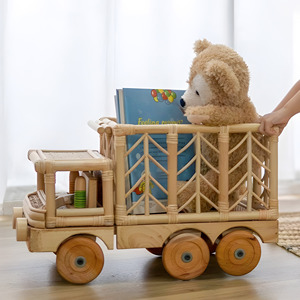 Camiones de juguete de ratán trenzados a mano de gran tamaño, precio competitivo, juguetes de camión sostenibles con ruedas - Product Image 3