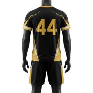 Ensemble d'uniformes de lacrosse sublimés noir et or unisexe, légers, en polyester, réversibles, maillot et short de match, tenue d'équipe - Product Image 2