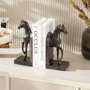 Modern Design Cast Aluminum Brown Striding Horse Bookend Set Decorative Animal Book Holder Equestrian Sculpture Design Antique - Product Image 5