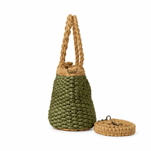 Sac fourre-tout mini léger d'été en jute tressé artisanal personnalisable pour femme avec sangle en macramé détachable 2-en-1 bandoulière - Product Image 1