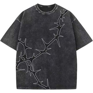 Premium <b>Vintage</b> Acid Washed T Shirt O Neck Streetwear Style Custom Logo Summer <b>Tee</b> For Men - Product Image 3