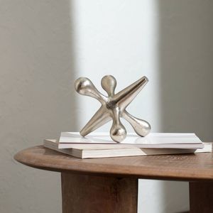 Silver Cast Aluminium Jack Paperweight Decorative <b>Desk</b> <b>Set</b> - Product Image 1