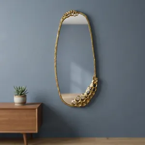 Vintage <b>Gold</b> Irregular Oval Wall <b>Mirror</b> with Artistic Openwork <b>Frame</b> Decorative <b>Mirror</b> for Living Room Bedroom Hallway Decor - Product Image 2