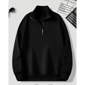 Sweat-shirt demi-zip premium pour homme, mélange polyester-coton, coupe oversize, style streetwear, fournisseur de vêtements européens - Product Image 1