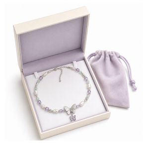 Elegant Brass <b>Choker</b> with Crystal Butterfly, Beaded Pearl Necklace for Women Trendy Summer Jewelry - Product Image 6
