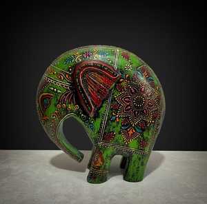 Handmade Wooden <b>Elephant</b> Figurine Decorative Bohemian Art Piece Indoor Tabletop Home <b>Decor</b> Living Room Showpiece - Product Image 2