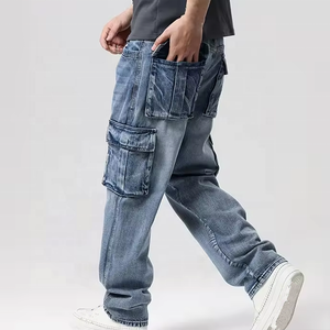Jean Cargo Baggy Vintage Lavé Personnalisé pour Homme, Coupe Droite, Style Streetwear, Respirant et Écologique - Product Image 2