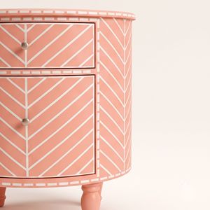 Table de chevet en os incrusté rose, meuble de salon et de chambre à coucher, provenance Inde - Product Image 5