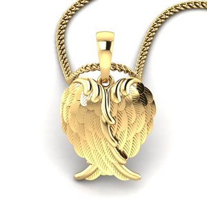 Pendentif Ailes en Argent + Moissanite avec Breloque Couronne, Luxe, avec Saphir, Bijoux Unisexe - Product Image 1