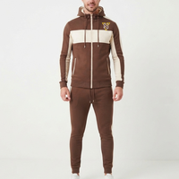 Ensemble de survêtement d'hiver grande taille pour homme, élégant, color block, 100 % coton, personnalisable avec logo, pour entraînement et décontracté, vente en gros