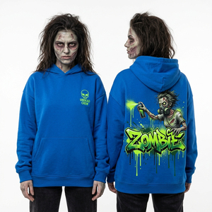 Sudadera sin mangas negra personalizada para mujer con estampado gráfico de herramientas cruzadas en el pecho, diseño de ataque de zombis de terror, estilo streetwear desgastado, top tipo chaleco para gimnasio - Product Image 3