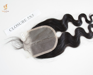 Vente en gros 6x6 HD fermeture à lacet petits nœuds extensions de cheveux humains vietnamiens naturels vendeurs ondulés - Product Image 5