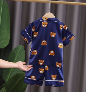 Pyjama d'été en coton pour filles, ensemble de vêtements de nuit à manches courtes avec imprimé ours - Product Image 2