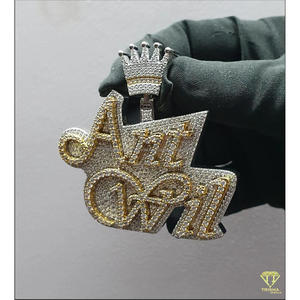 จี้รูปมงกุฎสไตล์ฮิปฮอปสีเงินประกายระยิบระยับและเสน่ห์ตามสั่ง925หรูหราแบบกำหนดเอง - Product Image 2