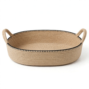 Panier de rangement pour pain en jute écologique multifonctionnel rond avec poignées, design moderne pour le stockage des aliments, exporté du Bangladesh - Product Image 1