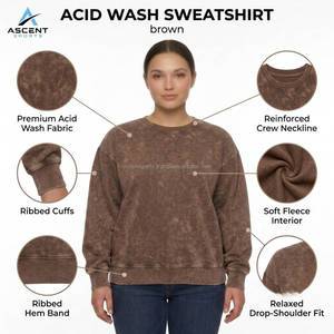 เสื้อสเวตเชิ้ตวินเทจผู้หญิงแบบฟอกสี ทรงคอกลม โอเวอร์ไซส์  ไม่มีลาย รับผลิตแบบ OEM ODM แบรนด์ส่วนตัว ขายส่งจากโรงงาน - Product Image 6