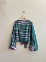 Haut court bohème tie-dye en soie vintage multicolore style Banjara pour femmes