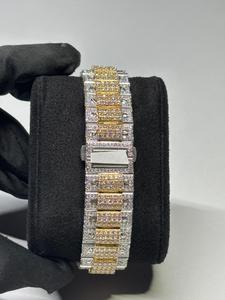 Moissanite Yellow Gold Round Cut Diamond for Men's Wedding and Party Wear Diamond Watch <b>Smart</b> Roman Dial for Export Sale - Product Image 4