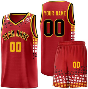 Ensemble de maillots de basket-ball blancs personnalisés avec un design à pois rose, bleu et jaune, impression par sublimation, polyester respirant, adulte - Product Image 4