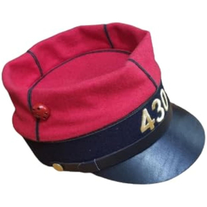 Custom OEM <b>Red</b> and Navy Kepis Cap with Gold Number Detail Black Visor for Formal Costume Parade Ceremonial Wear - Product Image 4