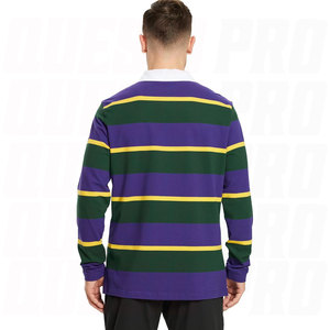 Chemise classique en tricot avec logo brodé personnalisé, manches longues, polo de rugby de haute qualité, coton épissé, polos de rugby personnalisés, vêtements d'équipe personnalisés - Product Image 2