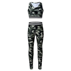 Camouflage Yoga Set 2 Piece Racerback Sports <b>Bra</b> High Waist Leggings Quick Dry Spandex Polyester Full Length Contrast Binding - Product Image 1