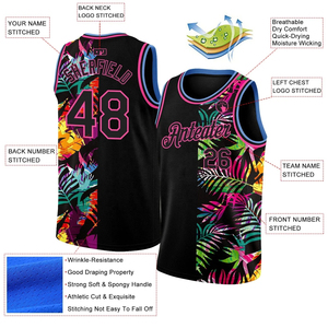 Maillots de basket-ball réversibles personnalisés, imprimés par transfert thermique, 100% polyester, séchage rapide, sans manches, col haut, pour hommes, toutes saisons - Product Image 2