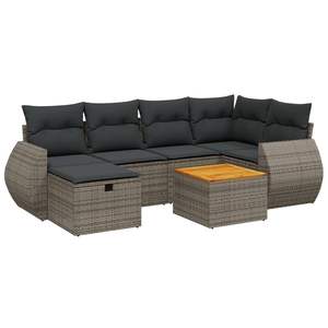 Gray Garden <b>Sofa</b> <b>Set</b> With Cushions UV Resistant PE Rattan Outdoor Furniture Contemporary Design Waterproof Garden Use - Product Image 2