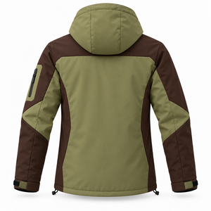 Wholesale Custom Logo Mens Winter Softshell Jacket Polar Fleece Lining Hooded <b>Hiking</b> Travel Color Block Casual Streetwear - Product Image 3