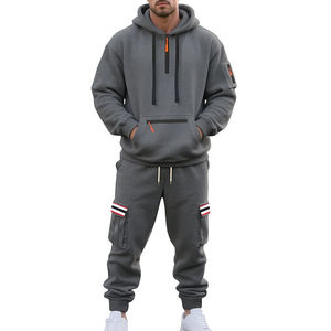 Custom Men Hoodie Tracksuit <b>Set</b> Casual Fleece Jogger Suit Streetwear Sweatshirt & Cargo Pants Two Piece Outfit - Product Image 6