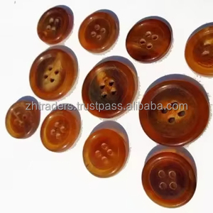 Botón Antiguo Hecho a Mano de Cuerno de Búfalo para Camisa, Color Miel, para Prendas, Bolsos, Redondo, Plano, Ojo de Pez, Carbonizado, Ecológico - Product Image 1