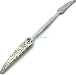 Escofina raspatoria de hueso Putti de acero inoxidable con logotipo personalizado de alta calidad, ortopédica plana de doble extremo de 27 cm fabricada por Shu & Co - Product Image 1