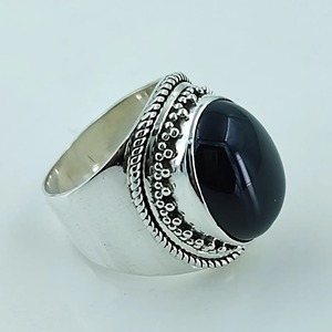 Black Onyx <b>Ring</b> 925 Sterling <b>Silver</b> Handmade Promise <b>Ring</b> for Women Oval Gemstone <b>Statement</b> <b>Ring</b> Gift July Birthstone Month - Product Image 5