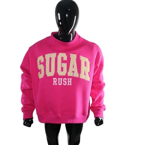 เสื้อสเวตเชิ้ตคอกลมพิมพ์ลาย USA Sugar Rush ทรงปกติสำหรับทุกเพศ สีชมพู ผ้าฝ้าย สวมใส่สบายๆ สำหรับฤดูใบไม้ร่วง - Product Image 3