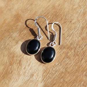 Pendientes de Aro de Piedra Negra de Primera Calidad, Elegantes Pendientes de Aro con Gemas para Mujer, Suministro del Fabricante de Joyería - Product Image 6