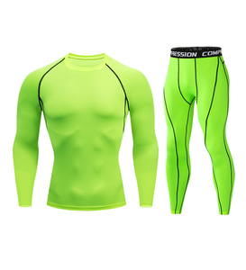 Customized Size <b>Men's</b> Solid Color Gym Yoga <b>Compression</b> Suit 2-Piece Set Spandex/Nylon Four-Way Stretch Quick Dry Breathable - Product Image 6