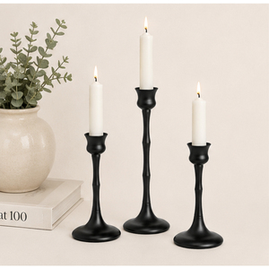 Modern Matte <b>Black</b> Metal Taper Candle <b>Holder</b> Set of 3 Iron <b>Candlestick</b> Stand for Home Decor and Christmas Table Settings - Product Image 6