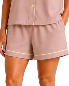 Customized Dusty Pink Women Pajama Set Short Sleeve Button <b>Down</b> Nightwear Soft Breathable Summer Sleepwear Casual Lounge Set - Product Image 5