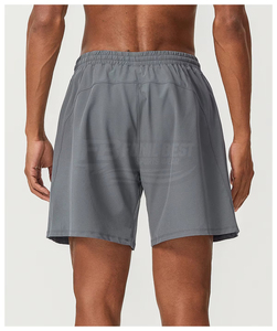 Men's Solid Gray Cotton Bermuda Shorts Drawstring Waist <b>Elastic</b> Mid Rise Casual Pockets Breathable Knitted Fabric - Product Image 3