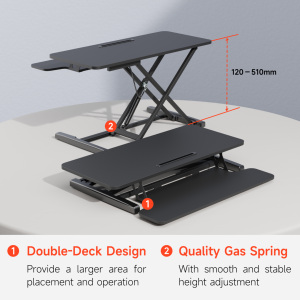 AUKI 910 Size Of Height Adjustable Gas Spring Sit Stand <strong>Desk</strong> Converter Ergonomic Laptop Riser with Keyboard Tray Home Office - Product Image 2