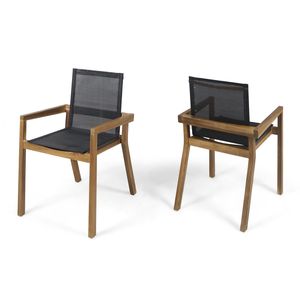 Set da Pranzo Moderno da Esterno in Legno di Acacia, 7 Pezzi: 6 Sedie e 1 Tavolo Grande per Giardino, Prato o Terrazza - Product Image 4