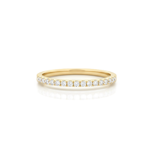 Bague Demi-Éternité en Or Massif 10K 14K avec Diamant de Laboratoire Rond Couleur DEF Clarté VS VVS, Bague de Mariage Minimaliste Fine et Délicate - Product Image 1