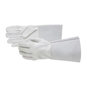 Guantes de Soldadura de Piel de Cabra Blanca Reutilizables, Resistentes al Calor, Largos, para Soldadura TIG y Uso en Construcción - Product Image 1