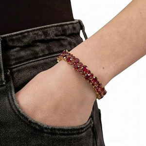 Lab Grown Ruby Tennis <b>Bracelet</b> in 925 Sterling Silver Women's July Birthstone Party Jewelry - Product Image 4