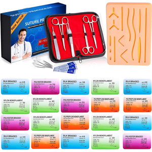 Kit complet d'entraînement à la suture, grand coussin de suture en silicone avec plaies pré-découpées et ensemble d'outils de suture - Product Image 1
