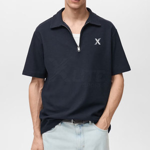 เสื้อเชิ้ตแขนสั้นผู้ชายแบบมีซิป ระบายอากาศได้ดี ทรงทันสมัย เหมาะสำหรับงานลำลองและแฟชั่นประจำวัน สีพื้น - Product Image 2